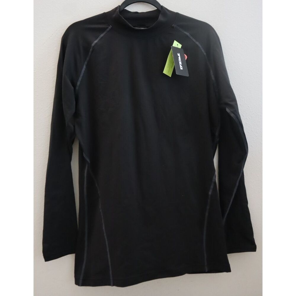 TSLA YUT22 Men's Sz L Black Thermal L/S Compression Base Layer Mock Neck Shirt